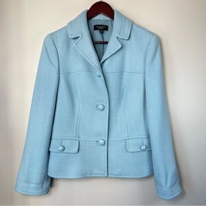 Talbots Women's 10 Pastel Blue The Grace Fit Tweed Blazer Jacket Classy Chic